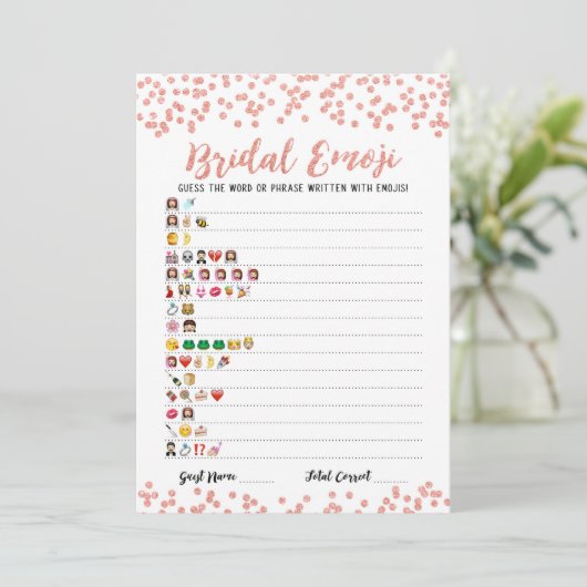 Bridal emoji game with Answers Brautparty Card Einladung (Stehend Vorderseite)