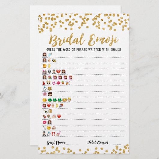 Bridal emoji game with Answers Brautparty game (Vorne/Hinten)