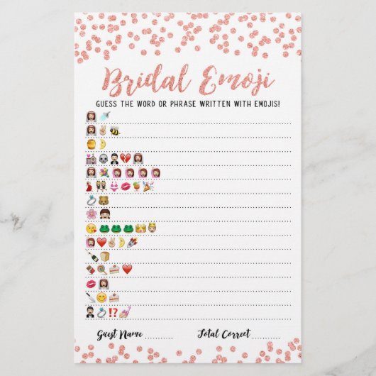 Bridal emoji game with Answers Brautparty game (Vorderseite)