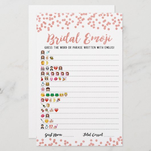 Bridal emoji game with Answers Brautparty game (Vorne/Hinten)