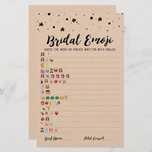 Bridal emoji game with Answers Brautparty game (Vorne/Hinten)