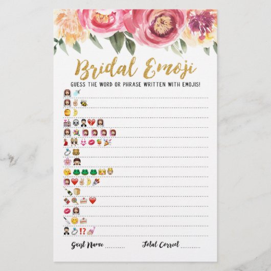 Bridal emoji game with Answers Brautparty game (Vorderseite)