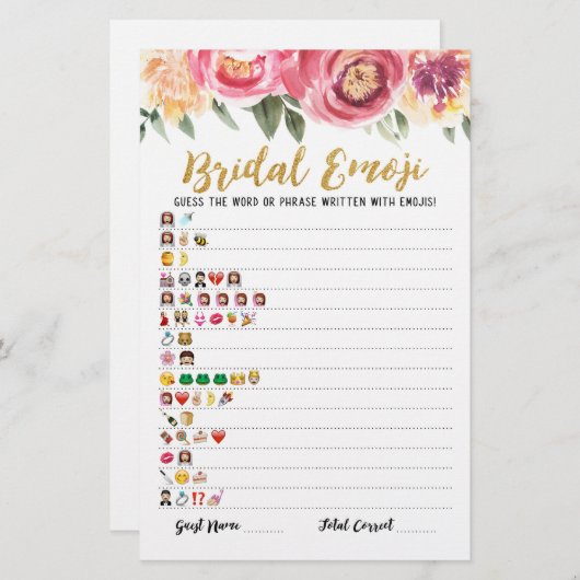 Bridal emoji game with Answers Brautparty game (Vorne/Hinten)
