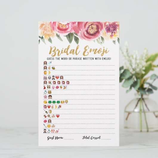 Bridal emoji game with Answers Brautparty game (Stehend Vorderseite)