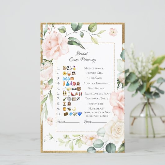 Bridal Emoji Pictionary Anssheet (Stehend Vorderseite)