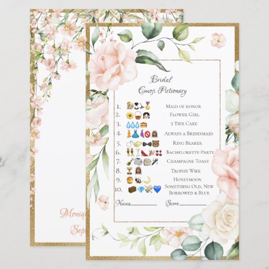 Bridal Emoji Pictionary Anssheet (Vorne/Hinten)