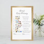 Bridal Emoji Pictionary Game Ansers Paper Sheet (Stehend Vorderseite)