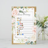 Bridal Emoji Pictionary Game Paper Sheet (Stehend Vorderseite)