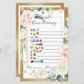 Bridal Emoji Pictionary Game Paper Sheet (Vorne/Hinten)