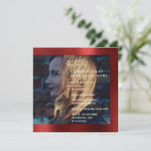 Bridal Foto Abschluss Geburtstag Ruby Red Metallic Einladung (Stehend Vorderseite)
