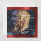 Bridal Foto Abschluss Geburtstag Ruby Red Metallic Einladung (Vorderseite)