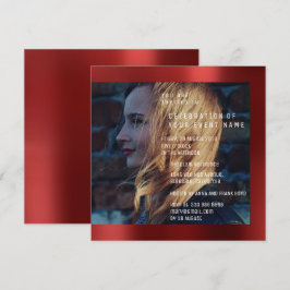 Bridal Foto Abschluss Geburtstag Ruby Red Metallic Einladung