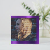 Bridal Foto Abschluss Geburtstagskleidung Metallic Einladung (Stehend Vorderseite)