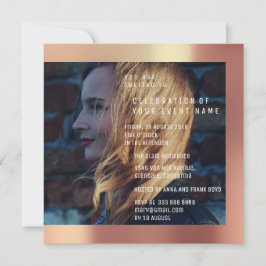 Bridal Foto Abschluss Geburtstagskupfer Metallic Einladung