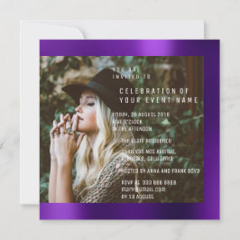 Bridal Foto Graduation Party Lila Pum Metallic Einladung