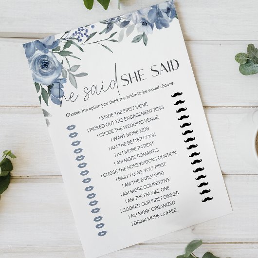 Bridal Game Er sagte, sie sagte dutzy blauen Blume