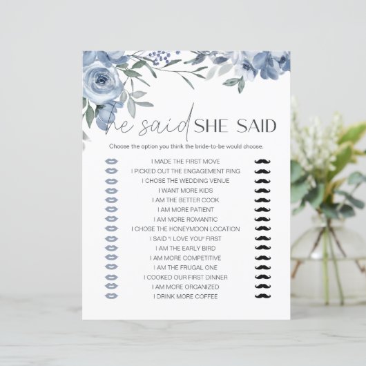 Bridal Game Er sagte, sie sagte dutzy blauen Blume (Stehend Vorderseite)