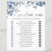 Bridal Game Er sagte, sie sagte dutzy blauen Blume (Vorderseite)