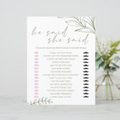 Bridal Game Er sagte, sie sagte Sage Boho Blume (Stehend Vorderseite)