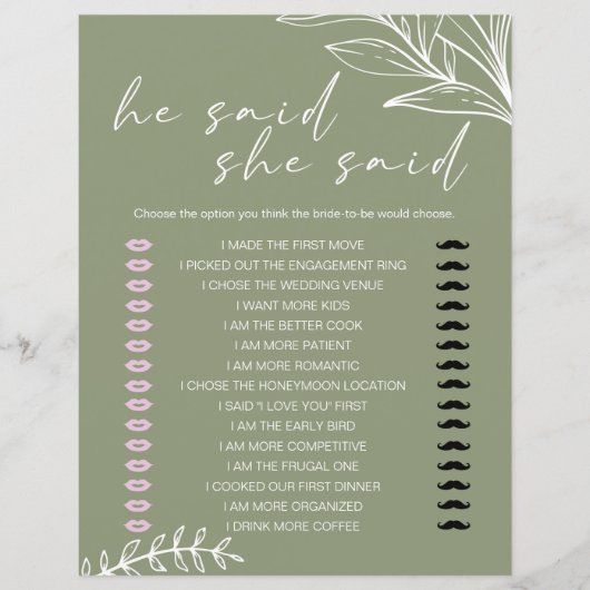 Bridal Game sagte er sagte, dass sie Sage Green Bl (Vorderseite)