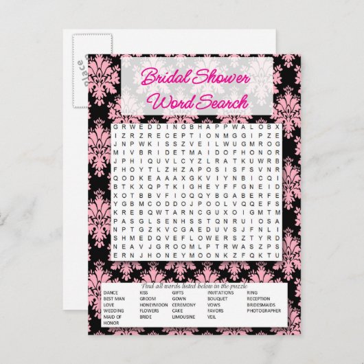 Bridal game- Word shower search- Einladungspostkarte (Vorne/Hinten)