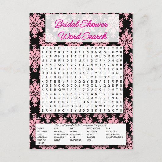 Bridal game- Word shower search- Einladungspostkarte (Vorderseite)
