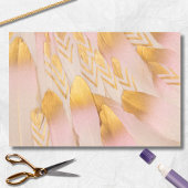 Bridal Gold Pink Arrow Feathers Seidenpapier