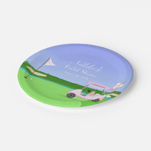 Bridal Golf Cart Golf Brautparty Brunch Pappteller (Schrägansicht)