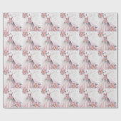 Bridal Gown and Botanical Boutquets Pink Geschenkpapier (Flach)