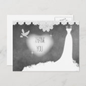 Bridal Gown auf Chalkboard mit Lace & White Dove Postkarte (Vorne/Hinten)