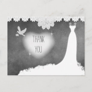 Bridal Gown auf Chalkboard mit Lace & White Dove Postkarte