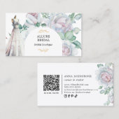 Bridal Gown Blooming Florals QR-Code Visitenkarte (Vorne/Hinten)