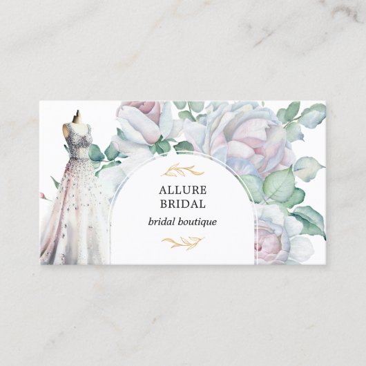 Bridal Gown Blooming Florals QR-Code Visitenkarte (Vorderseite)