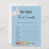 Bridal Gown Bridal Blue Word Scramble Game Einladung (Vorderseite)