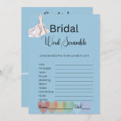 Bridal Gown Bridal Blue Word Scramble Game Einladung (Vorne/Hinten)