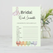 Bridal Gown Bridal Green Word Scramble Game Einladung (Stehend Vorderseite)