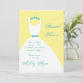 Bridal Gown on Hanger- Yellow, Pink & Blue Einladung (Stehend Vorderseite)
