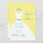 Bridal Gown on Hanger- Yellow, Pink & Blue Einladung (Vorne/Hinten)