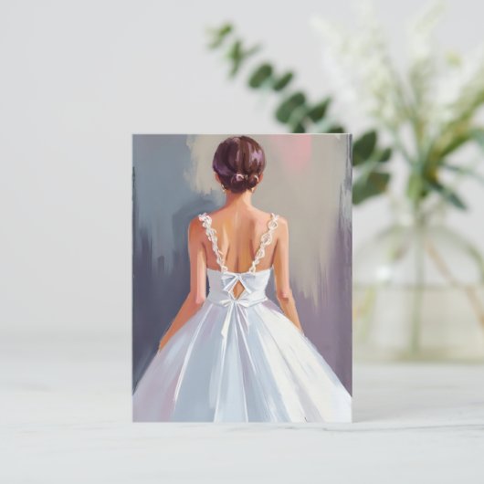 Bridal Gown | White Lace Dress Watercolor Postkarte (Stehend Vorderseite)
