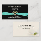 Bridal Heart und Aqua Ribbon Visitenkarte (Vorne/Hinten)