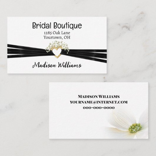 Bridal Heart und Black Ribbon Visitenkarte (Vorne/Hinten)