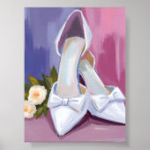 Bridal Heels | White Bow Rose Watercolor Wedding Poster (Vorne)
