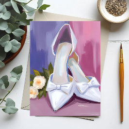 Bridal Heels | White Bow Rose Watercolor Wedding Postkarte