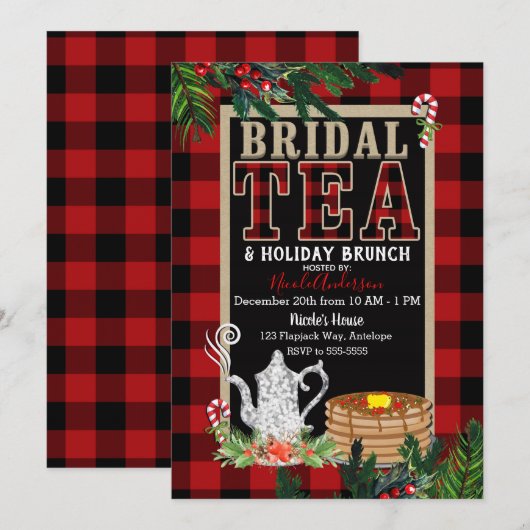 Bridal Holiday Tea & Brunch Elegante Rustikal Kari Einladung (Vorne/Hinten)
