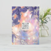 BRIDAL HOLOGRAPH MODERN LEAFS WREATH QR LOGO EINLADUNG (Stehend Vorderseite)