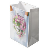 Bridal Lace Blume Bouquet Wedding Mittlere Geschenktüte (Vorderseite Schrägansicht)