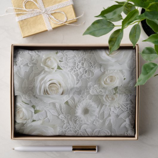 Bridal Lace und White Roses Seidenpapier (Geschenk)