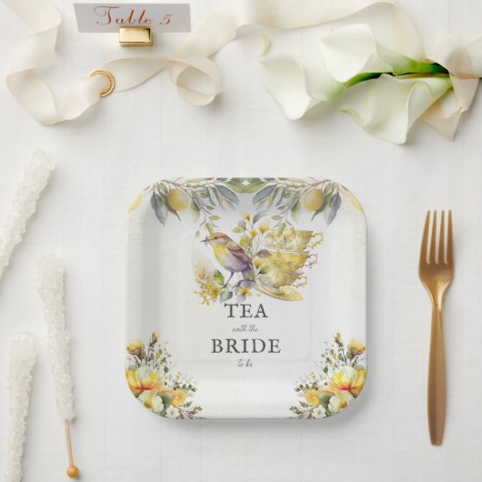 Bridal Lemon Vintag Tee Party Pappteller (Hochzeit)