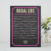 Bridal Libs Junggeselinnen-Abschied Game Card (pin Einladung (Stehend Vorderseite)