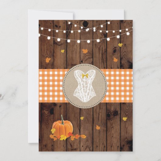 Bridal Lingerie Dusche Party Pumpkin Fall in Liebe Einladung (Rückseite)